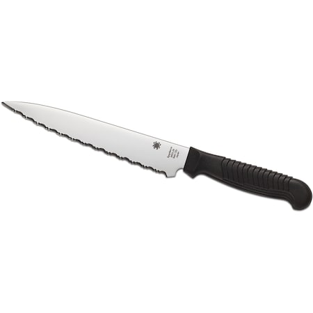 Spyderco 2024 Spyderco Kitchen Classics, Utility Knife Serrated 6In, Lightweight Black SPY-K04SBK